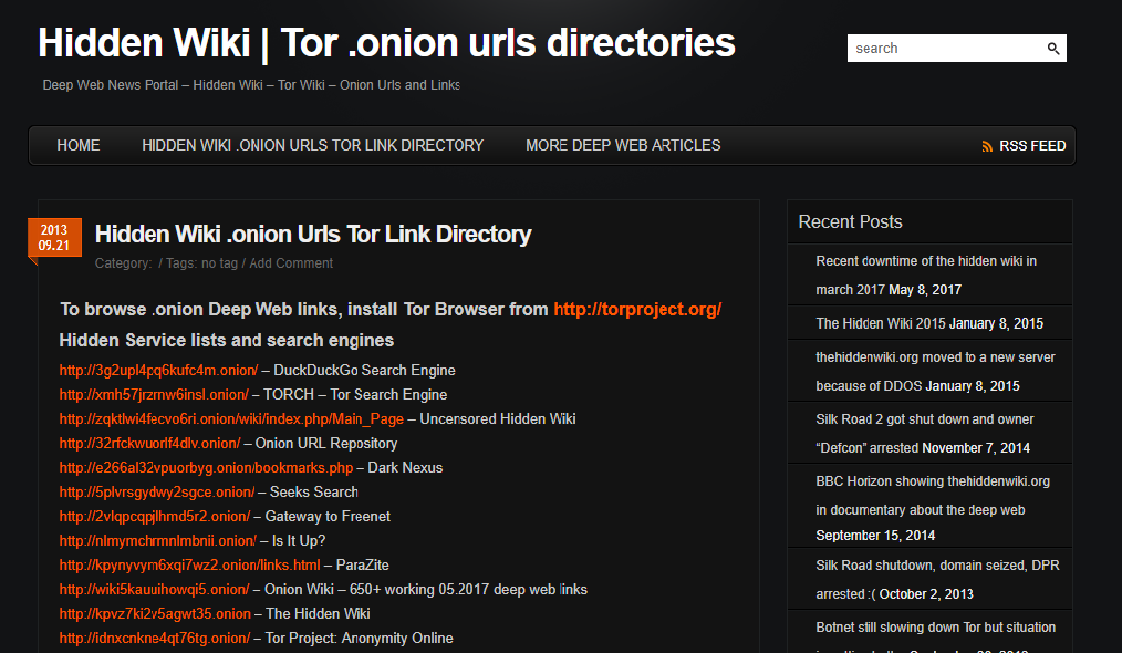 Hidden Wiki URL directory