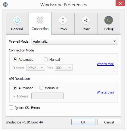 windscribe vpn options